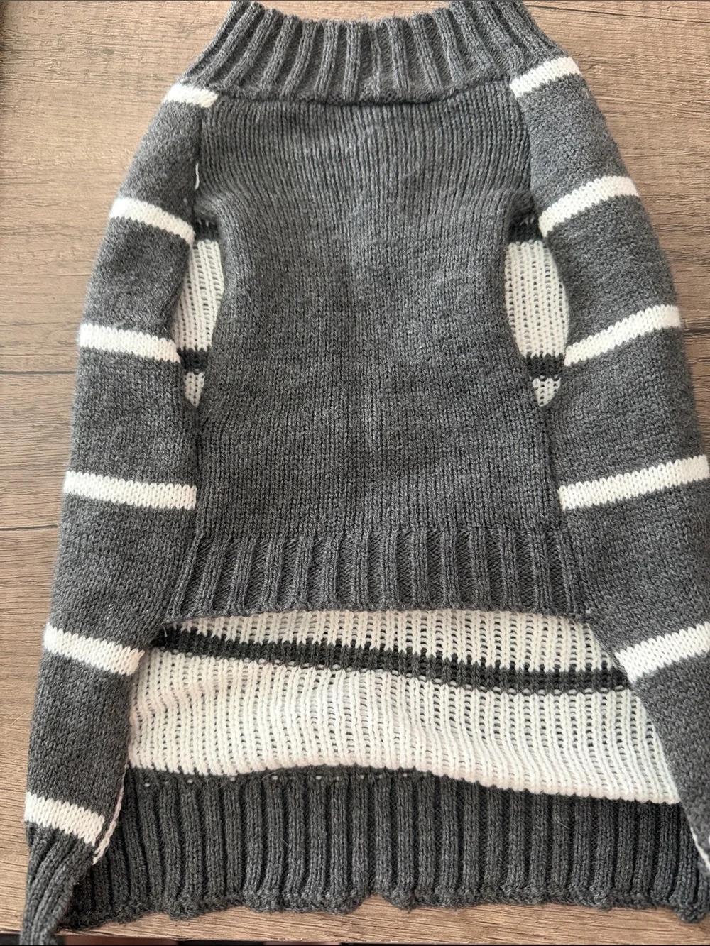 Dog Gray & White Striped Knit Sweater